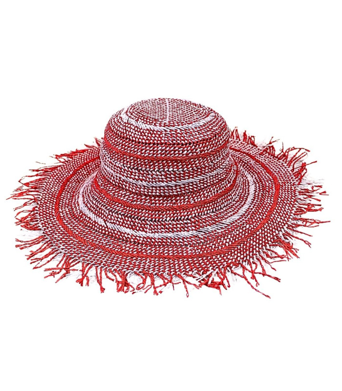 CAPELINE EN FIBRE DE PAPIER BICOLORE AVEC FINITION À FRANGES