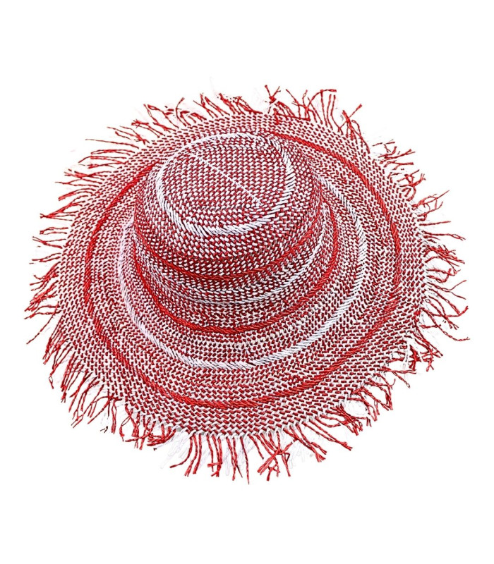 CAPELINE EN FIBRE DE PAPIER BICOLORE AVEC FINITION À FRANGES