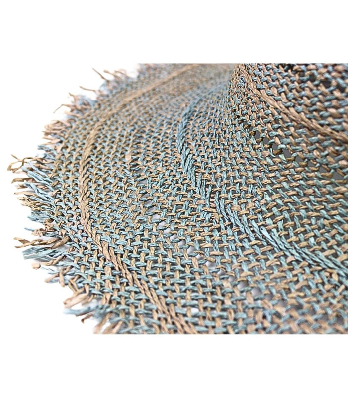CAPELINE EN FIBRE DE PAPIER BICOLORE AVEC FINITION À FRANGES