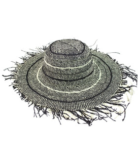 CAPELINE EN FIBRE DE PAPIER BICOLORE AVEC FINITION À FRANGES