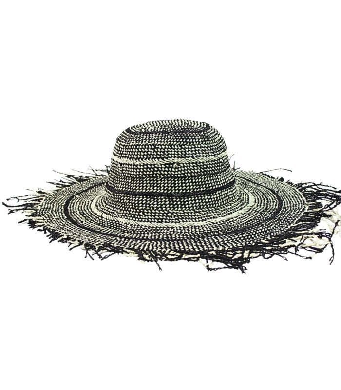 CAPELINE EN FIBRE DE PAPIER BICOLORE AVEC FINITION À FRANGES