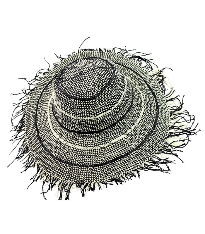 CAPELINE EN FIBRE DE PAPIER BICOLORE AVEC FINITION À FRANGES