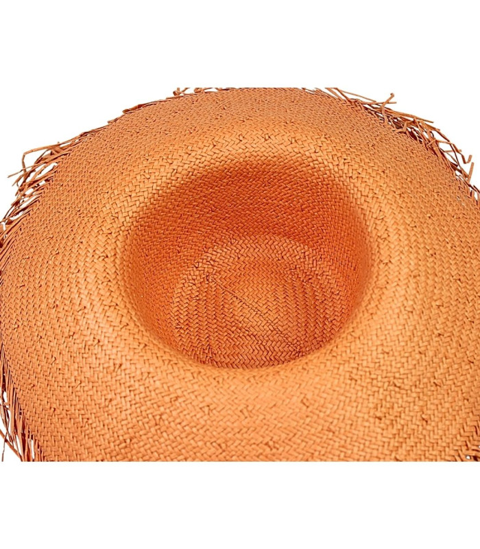 CAPELINE EN FIBRE DE PAPIER TRESSÉ – FINITION À FRANGES