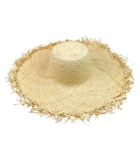 CAPELINE EN RAFIA TRESSÉE – FINITION À FRANGES