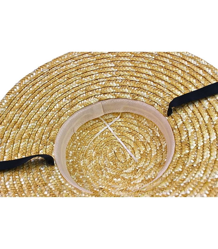 PAMELA EN PAILLE NATURELLE TRESSÉE AVEC RUBAN – AJUSTABLE