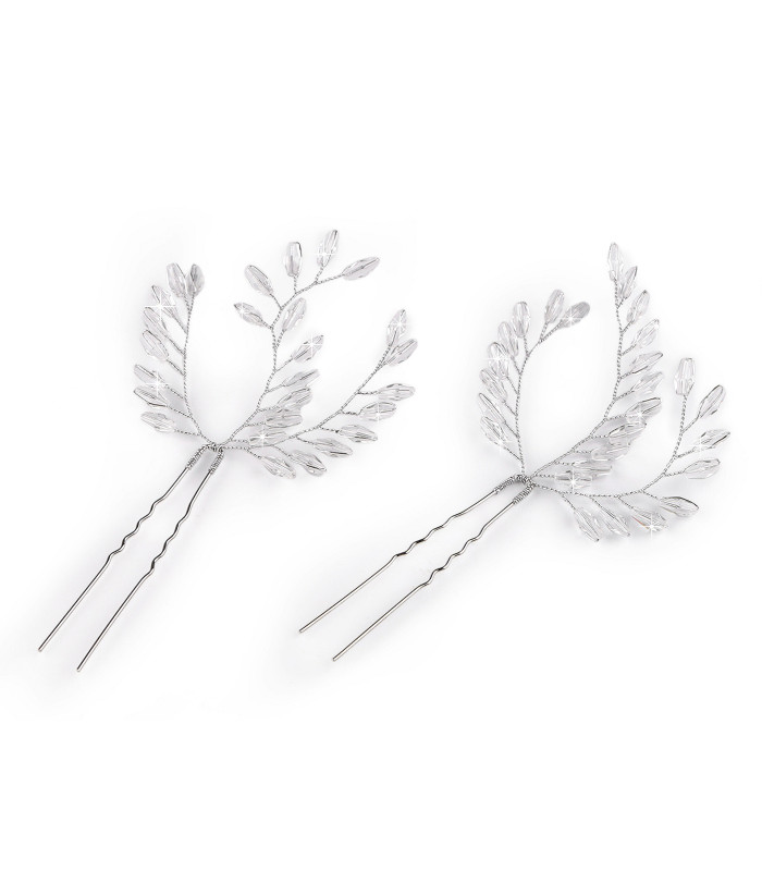 ÉPINGLE À CHEVEUX AVEC PERLES EN VERRE TAILLÉES – LOT DE 2