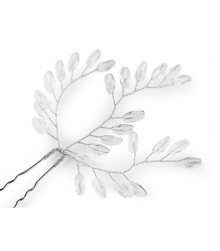 ÉPINGLE À CHEVEUX AVEC PERLES EN VERRE TAILLÉES – LOT DE 2