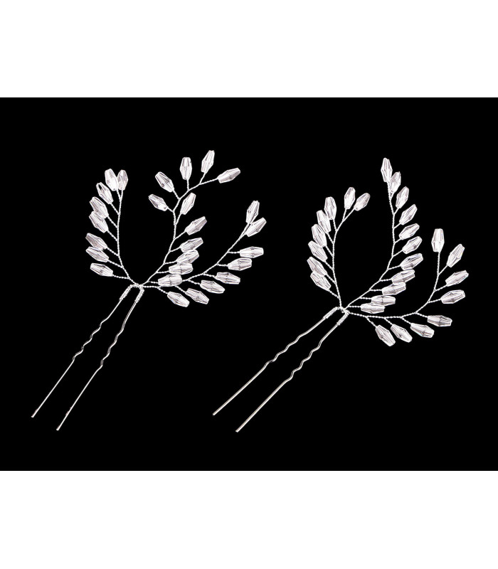 ÉPINGLE À CHEVEUX AVEC PERLES EN VERRE TAILLÉES – LOT DE 2