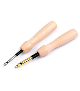 AIGUILLE DE BRODERIE CREUSE AVEC MANCHE EN BOIS (Ø 3,5 / Ø 5 MM)