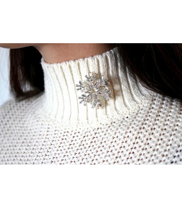BROCHE ÉLÉGANTE FLOCON DE NEIGE – CRISTAUX BRILLANTS