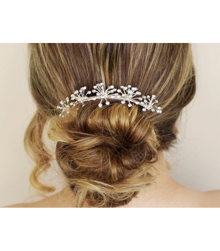 PEIGNE À CHEVEUX AVEC STRASS ET FLEURS