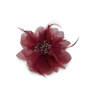 Broche avec Perles en Cristal Taillées et Plumes