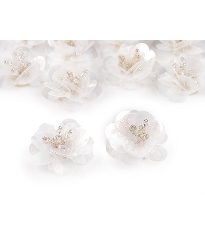 Fleur en Paillettes avec Perles Ø 3,8 cm