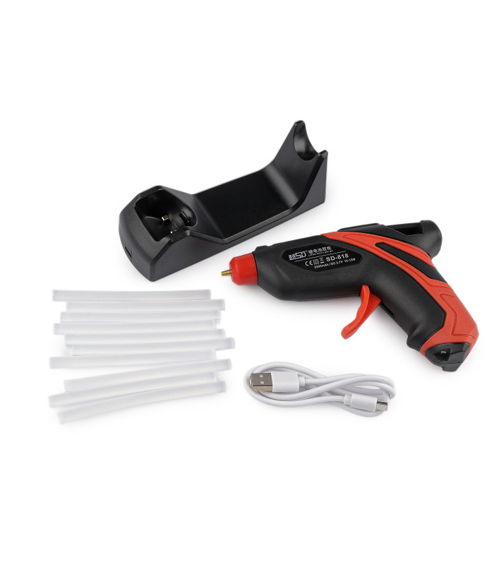 Pistolet à colle thermofusible sans fil avec base de charge USB – Ø 7 mm