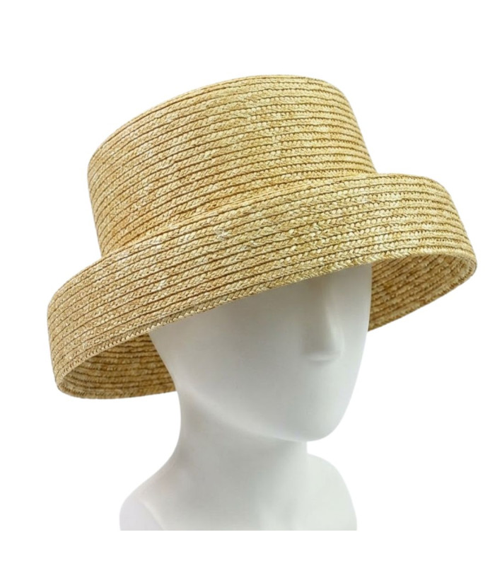 BASE DE CHAPEAU TYPE CANOTIER EN PAILLE NATURELLE TRESSÉE