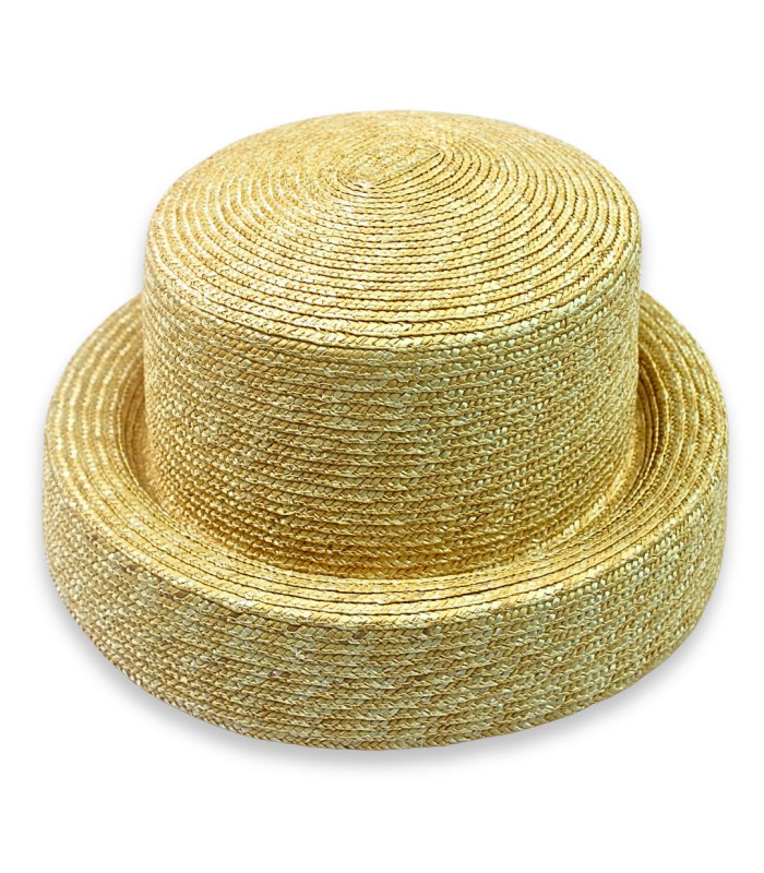 BASE DE CHAPEAU TYPE CANOTIER EN PAILLE NATURELLE TRESSÉE
