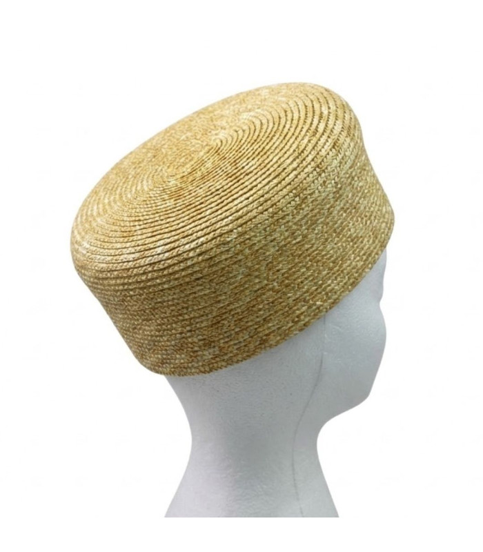 CASQUETTE PILLBOX EN PAILLE NATURELLE TRESSÉE