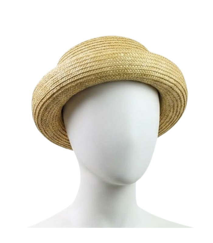 CASQUETTE EN PAILLE NATURELLE TRESSÉE "ÉLODIE"