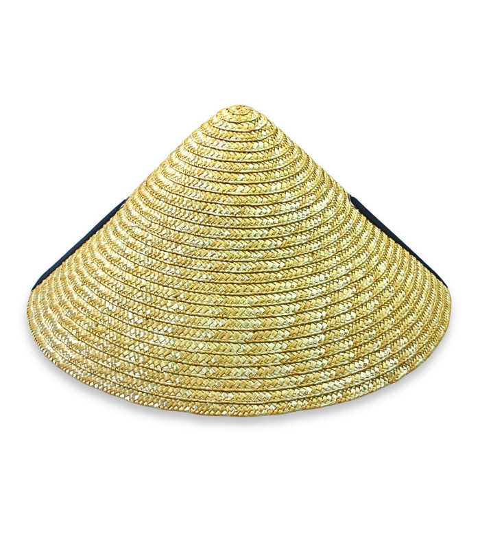 CHAPEAU CONIQUE ASIATIQUE EN PAILLE NATURELLE TRESSÉE