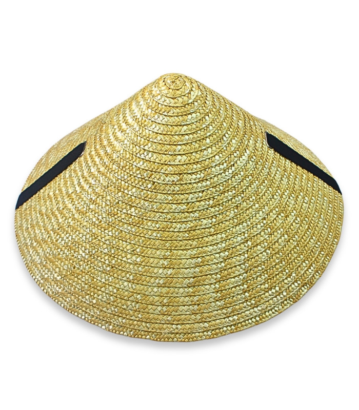 CHAPEAU CONIQUE ASIATIQUE EN PAILLE NATURELLE TRESSÉE