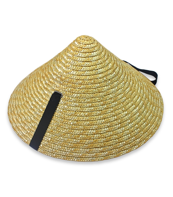 CHAPEAU CONIQUE ASIATIQUE EN PAILLE NATURELLE TRESSÉE