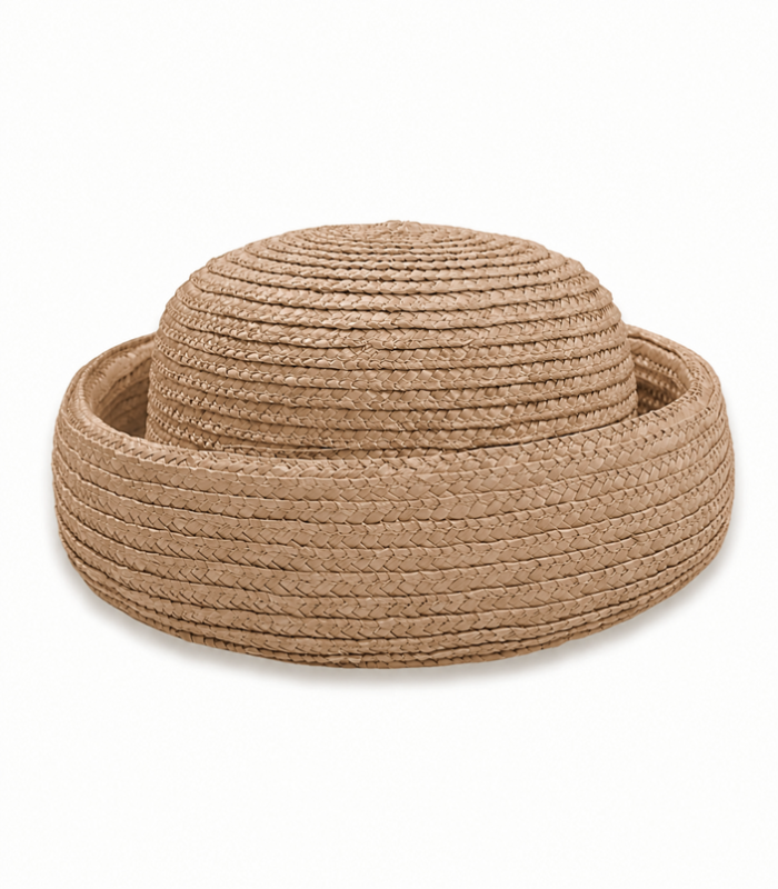 CASQUETTE EN PAILLE NATURELLE TRESSÉE "ÉLODIE"
