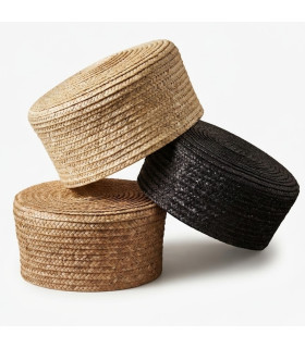 CASQUETTE PILLBOX EN PAILLE NATURELLE TRESSÉE