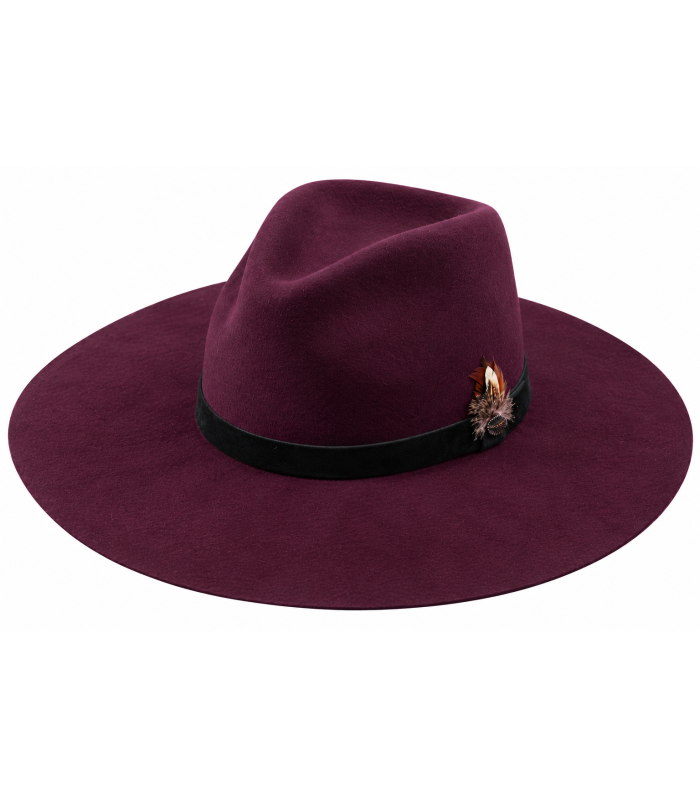 CHAPEAU FEDORA EN LAINE MÉRINOS AVEC PLUMES – INDÉFORMABLE ET AJUSTABLE