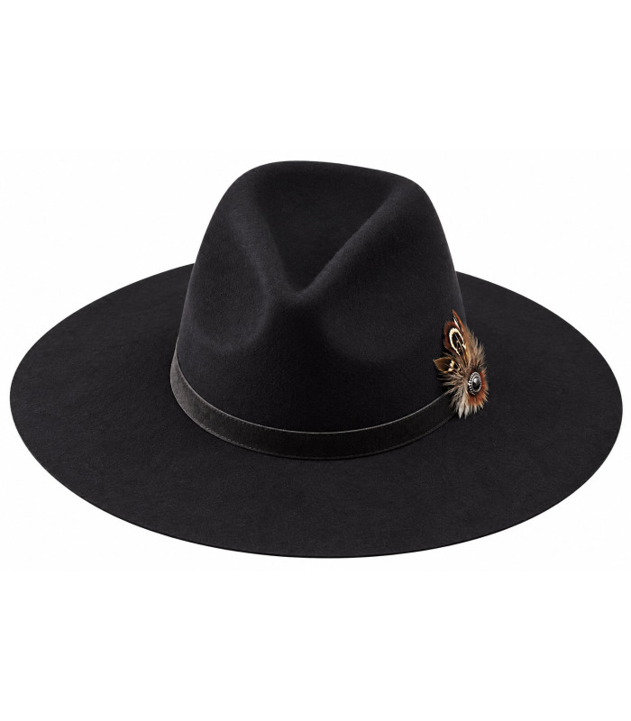 CHAPEAU FEDORA EN LAINE MÉRINOS AVEC PLUMES – INDÉFORMABLE ET AJUSTABLE