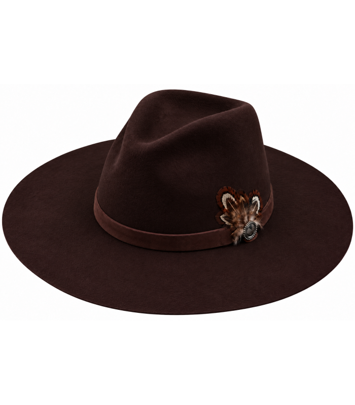 CHAPEAU FEDORA EN LAINE MÉRINOS AVEC PLUMES – INDÉFORMABLE ET AJUSTABLE