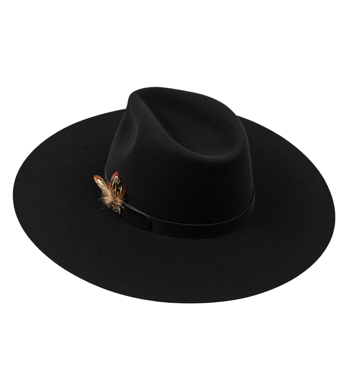CHAPEAU FEDORA EN LAINE MÉRINOS AVEC PLUMES – INDÉFORMABLE ET AJUSTABLE
