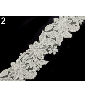 APPLICATION FLORAL BRODÉ 70 MM.