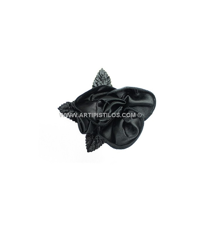 DOUBLE FLEUR EN TISSU ET SATIN AVEC FEUILLES