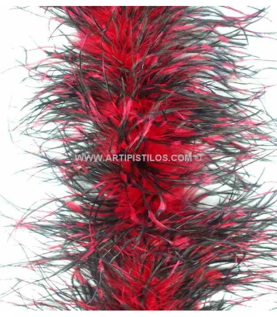 Boa D´autruche 45 Grs. Rojo/negro 1,80 Mts. X 45 Grs. - Boas Plumes