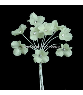 FLEUR EN PORCELAINE QUATRE FEUILLES AVEC CRISTAL