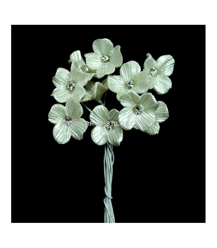FLEUR EN PORCELAINE QUATRE FEUILLES AVEC CRISTAL