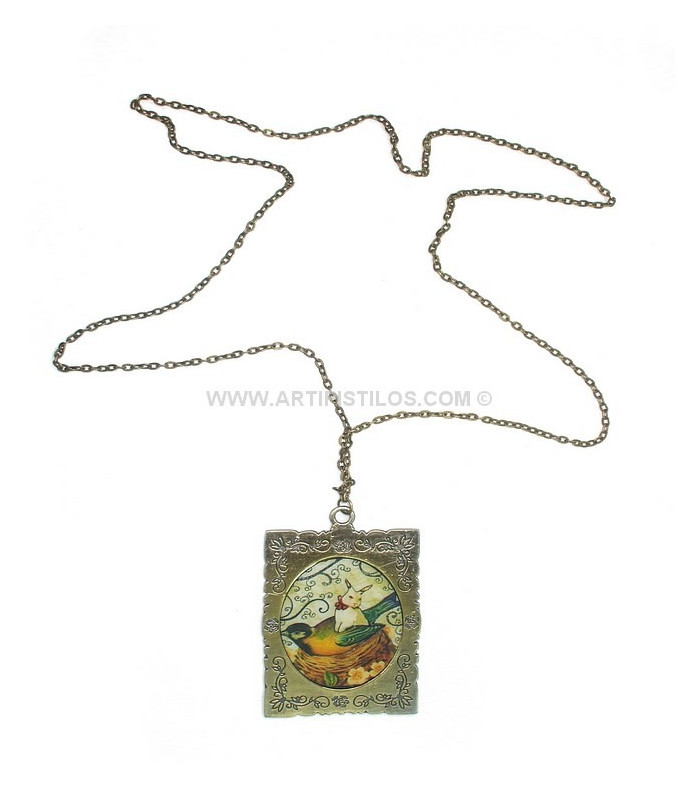 PENDENTIF RÉTRO CADRE NID