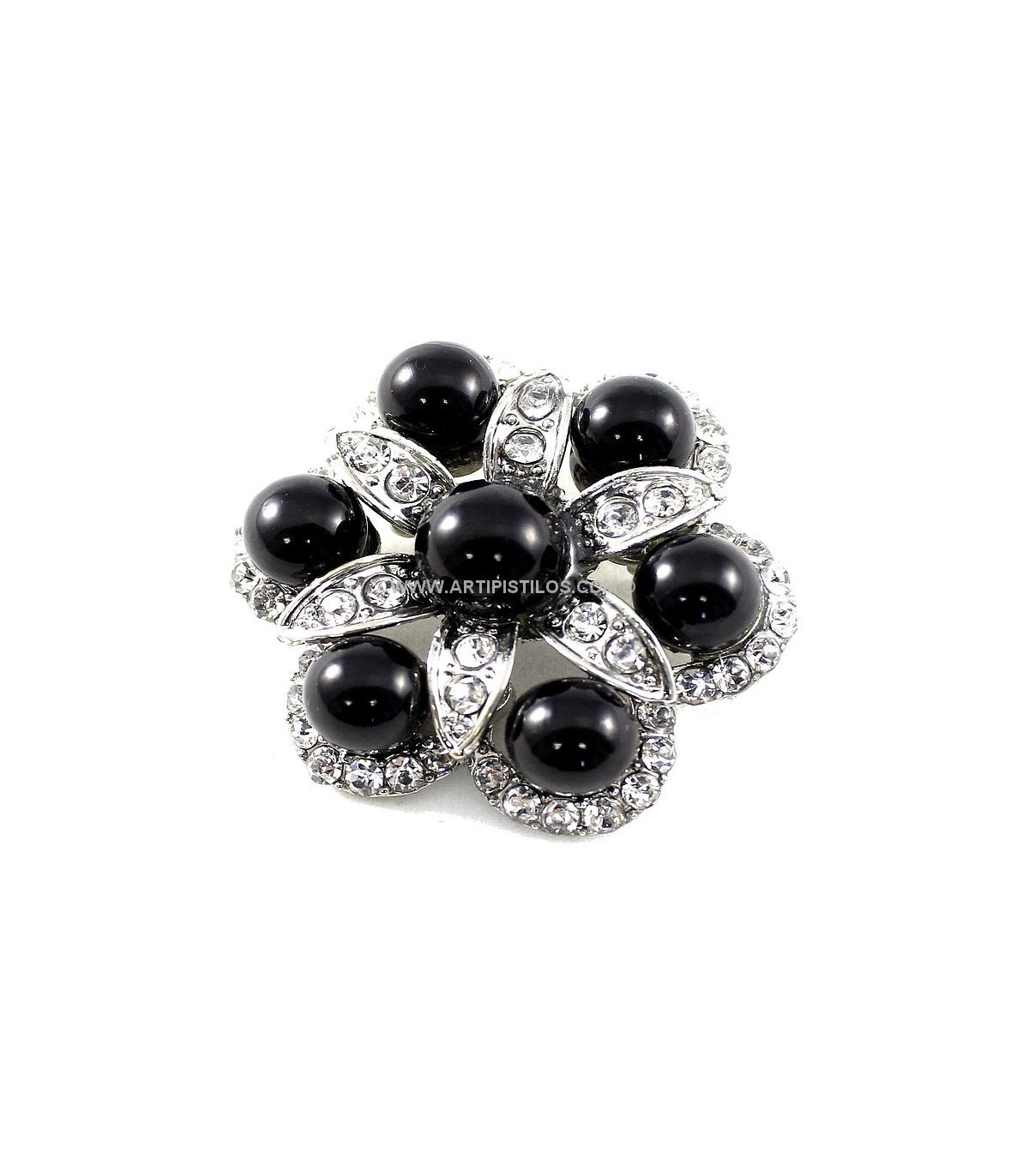 Broche Noir Perles Et Strass - Broches Métalliques - Matériaux pour  coiffes, bases, fleurs, plumes et plus encore.