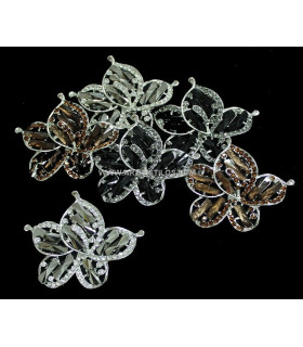 SET 6 BROCHES FLEUR MÉTALIQUE + STRASS